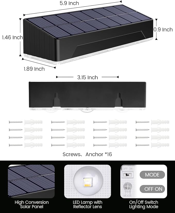 Solar Fence Lights Outdoor, 2025 Upgraded Solar Fence Lights Have 3 x 70 Lumen - Image 7