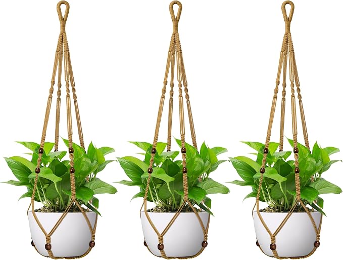 USLAI Macrame Plant Hanger Indoor Outdoor, Fits 4 to 15 Inch Pots, Strong by USLAI