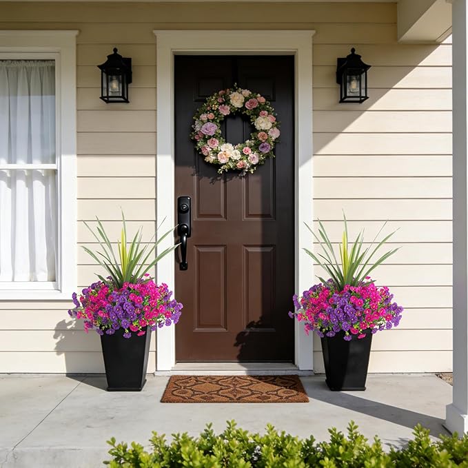 Artificial Flowers for Outdoors Fake Plants Outside, 12 Bundles Silk Morning - Image 4