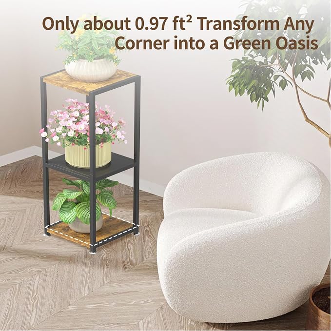 LASZOLA Black 3 Tiered Wood Plant Stand Indoor - Image 5