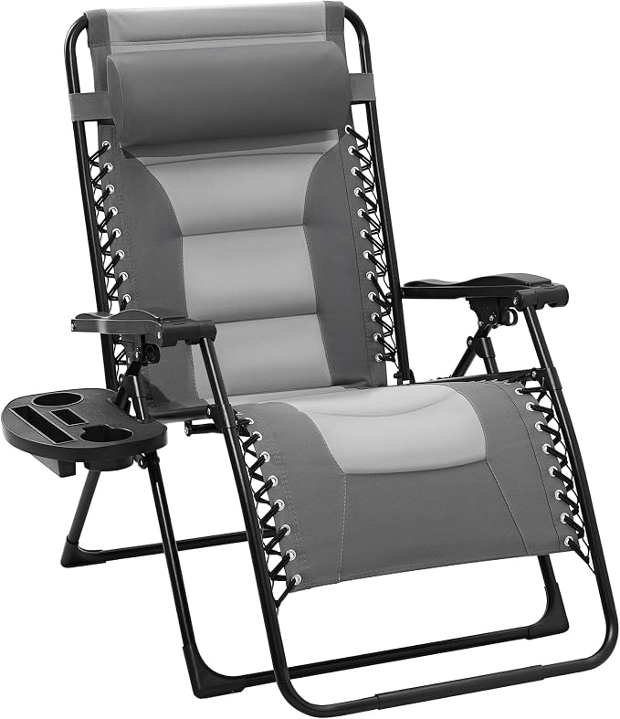 JEAREY Oversized Padded Zero Gravity Chairs, Folding Lounge Chair Outdoor Patio by JEAREYOutdoorsCollection