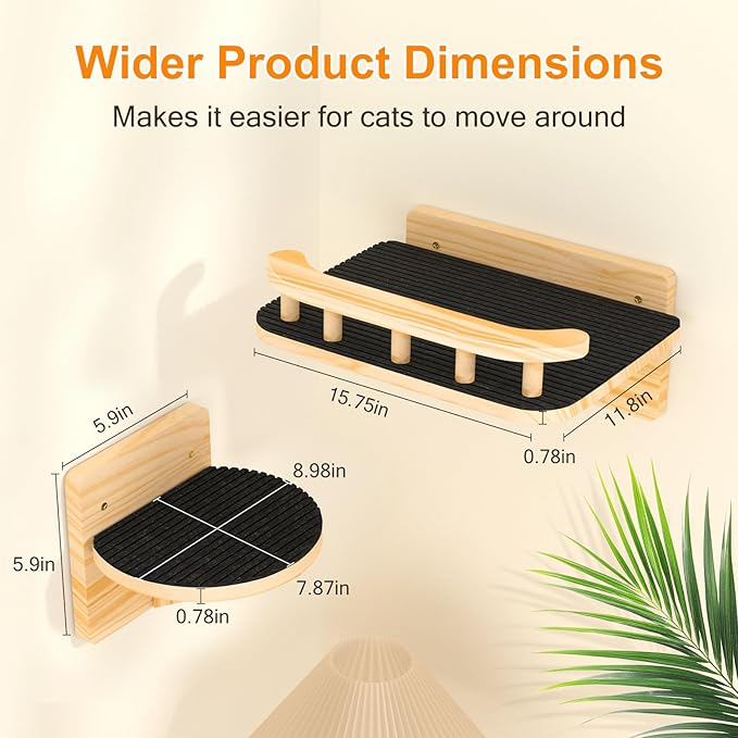 XiaZ Cat Wall Shelves, Cat Wide Climber Shelf - Image 3
