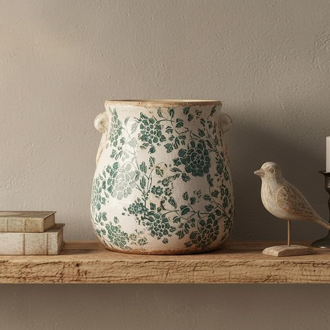 Tuscan Ceramic Planters and Kitchen Utensil Holder, 6.68 Inch Vintage Plant Pots - Image 5