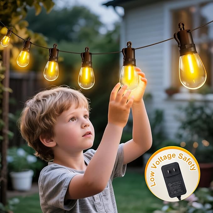 Outdoor String Lights Patio LED Light Outside - 45M 43+2 S14 LED Dimmable 150ft - Image 6