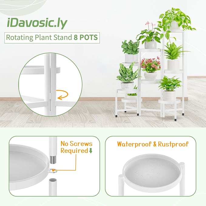 iDavosic.ly Plant Stand Indoor Outdoor, 8 Tier Corner Metal Flower Display - Image 4