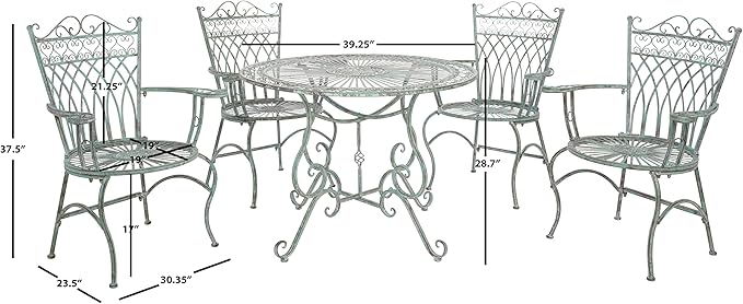 SAFAVIEH Outdoor Collection Thessaly Victorian Scroll Antique Dark Green - Image 3