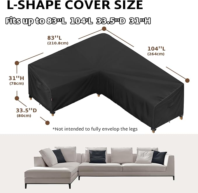 iBirdie Outdoor Patio Furniture Cover fit 83 x 104 inch, 80 x 102, 82 x 100 - Image 2