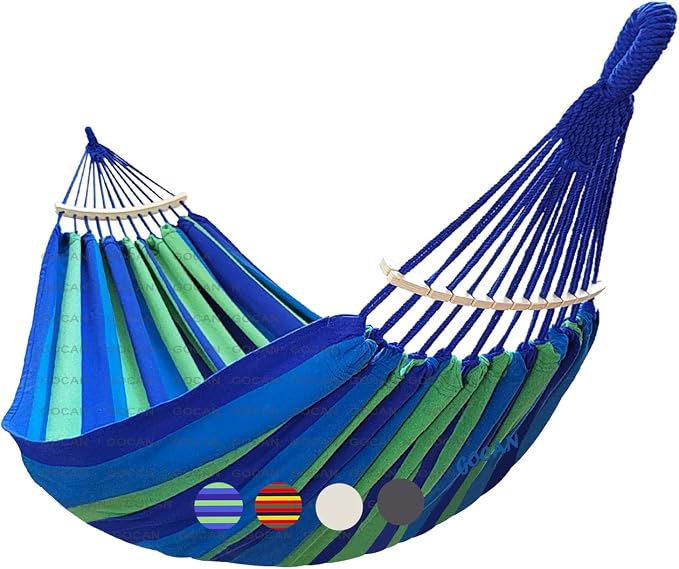 Double Hammock 2 Person Extra Large 220x160cm Total Length 330cm Load 500lb by GOCAN