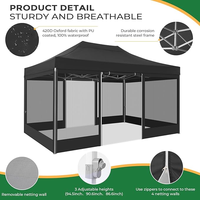 COBIZI 10x15 Heavy Duty Pop Up Canopy - Image 2