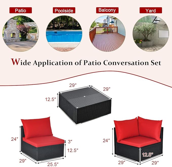 Tangkula 7 Piece Patio Furniture Set, Outdoor Sectional Sofa w/Pillows and - Image 6