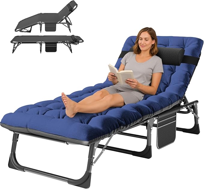 ABORON Heavy Duty Tanning Chair, Outdoor 5-Position Folding Chaise Lounge Chair by ABORON