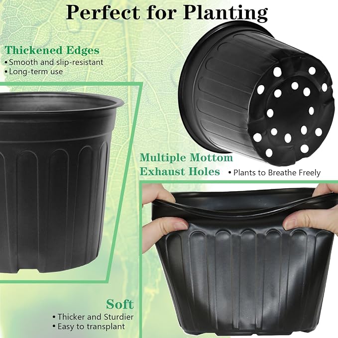 24-Pack 3 Gallon Flexible Plastic Plant Pots - Image 3