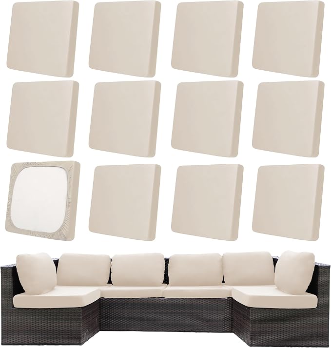 12Pcs Patio Cushion Covers, Outdoor Cushions Covers, Stretch Cushion Covers by Unknown