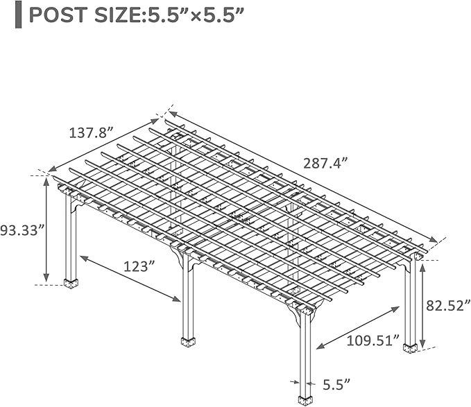 MUPATER 12'x24' All Cedar Wood Pergola, Wooden Pergola Kit - Image 2