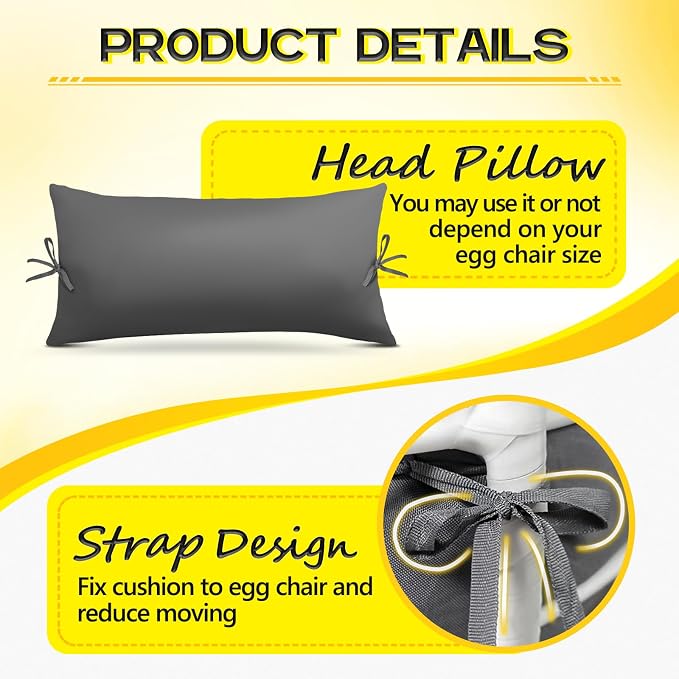 MAGIC ELEPHANT Egg Chair Cushion, Memory Foam Hanging Egg Chair Cushion - Image 4