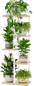 Bamworld Corner Plant Stand Indoor 5 Tier white Plant Shelf by Bamworld