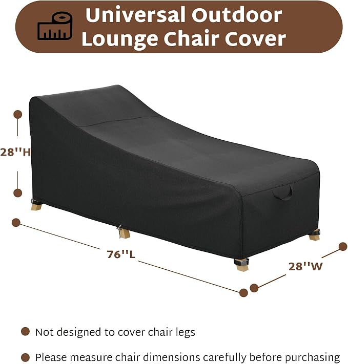iBirdie Outdoor Lounge Chaise Chair Cover 76L x 28W x 28H inch Waterproof Patio - Image 2