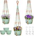 Macrame Plant Hanger with Pot, 3 Set Hanging Planters by Checrxy