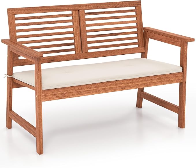 HAPPYGRILL Outdoor Wood Bench Patio Solid Wood Loveseat by HAPPYGRILL