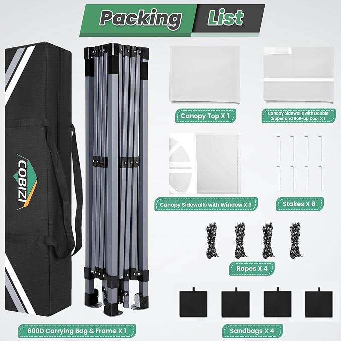 COBIZI 10x10 Pop Up Canopy Tent - Image 6