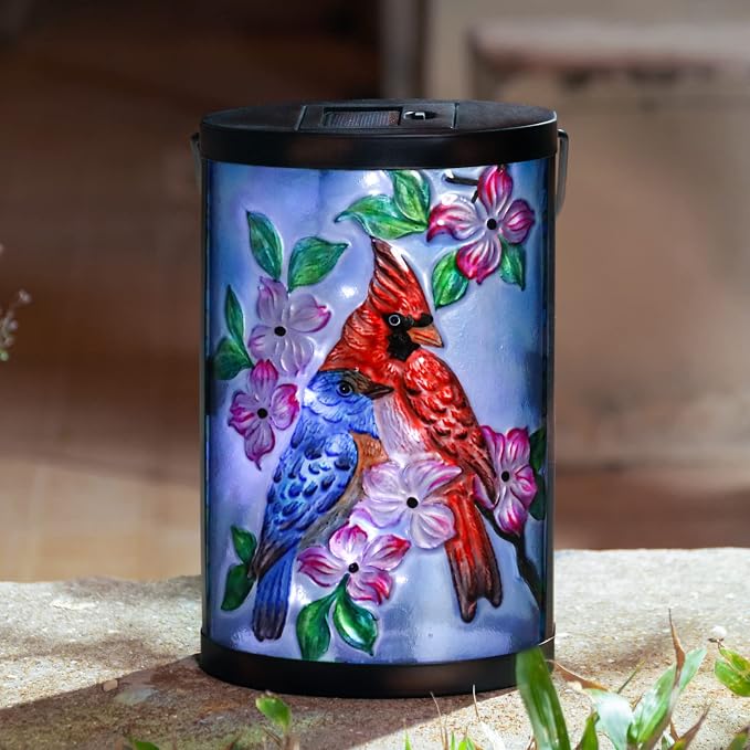 Hanging Solar Lantern Outdoor Bluebird Waterproof LED Cardinal Light Decorative - Image 7