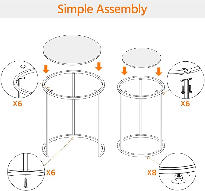 Yaheetech Round Nesting Side Table Stacking Coffee Table, Mustard Gold - Image 9