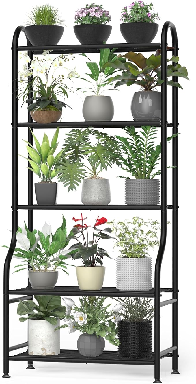 5-Tier Metal Plant Stand Indoor Outdoor, Waterproof Flower Stand by Yutrchey