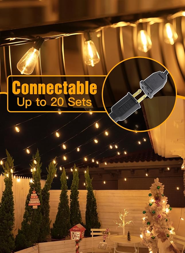 Ollny 50FT Outdoor String Lights, Shatterproof Connectable Patio Lights - Image 4