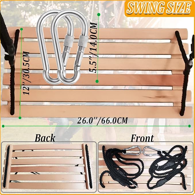 Taeku Adult Tree Swing, Hanging Beech Wood Swings - Image 2