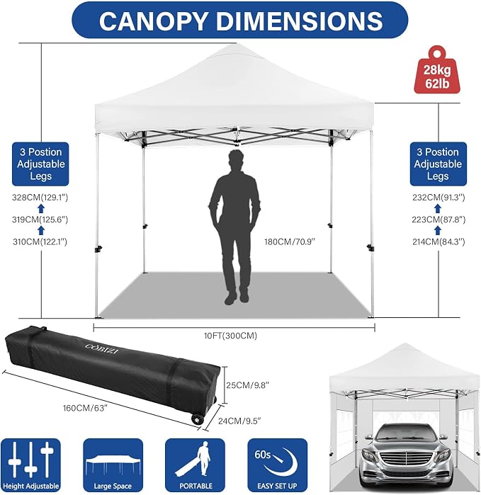 COBIZI 10x10 Heavy Duty Pop Up Canopy Tent - Image 6