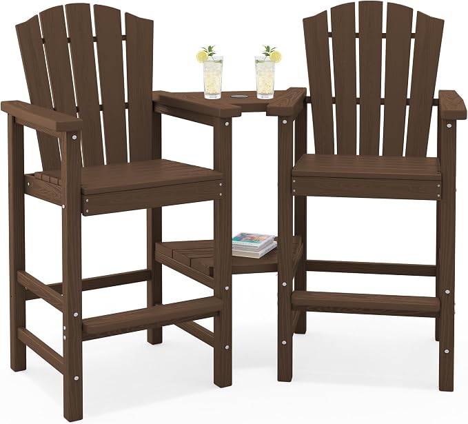 KINGYES Tall Adirondack Chair Set of 2, HDPE Tall Adirondack Barstools by KINGYES
