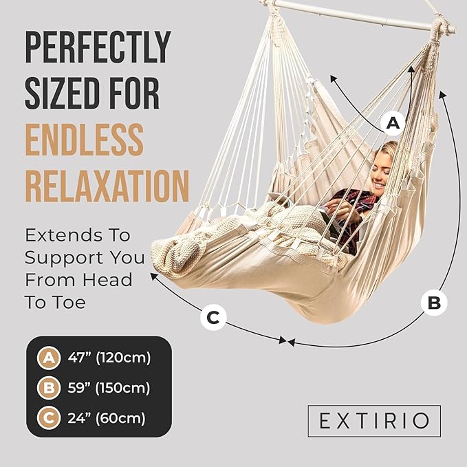 Hanging Hammock Chair Swing – Hanging Chair Outdoor & Indoor - Image 2