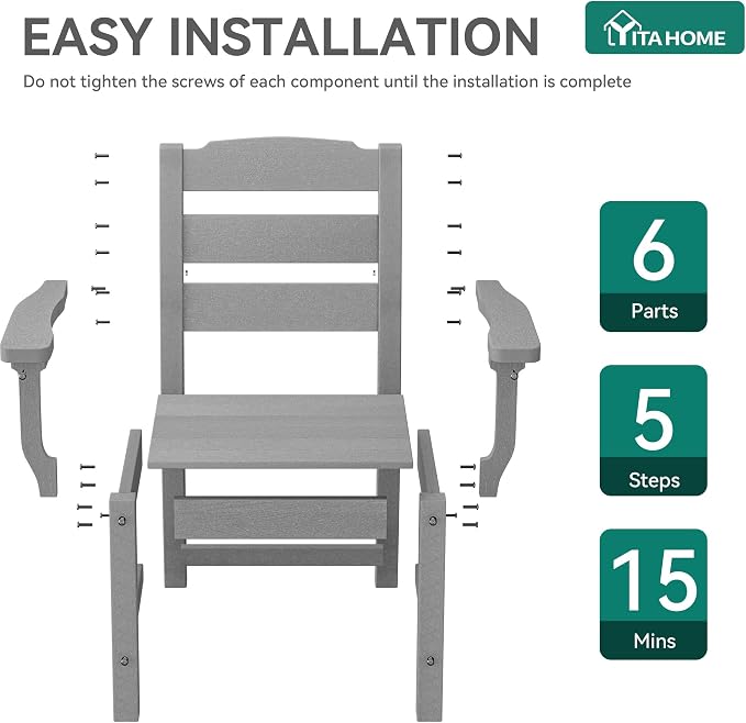 YITAHOME HDPE Chairs Set of 2, Sturdy Patio Chair w/Max Bearing 330 LBS - Image 9