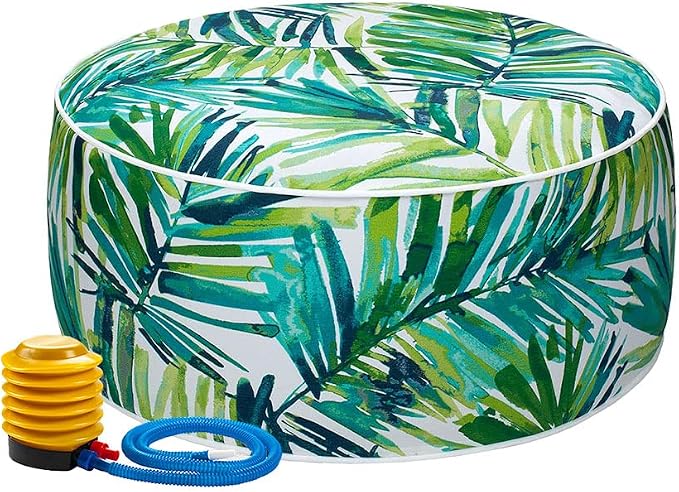 Magpie Fabrics Inflatable Stool Ottoman Pouf D20 xH9, Outdoor Round Footrest by Magpie+Fabrics