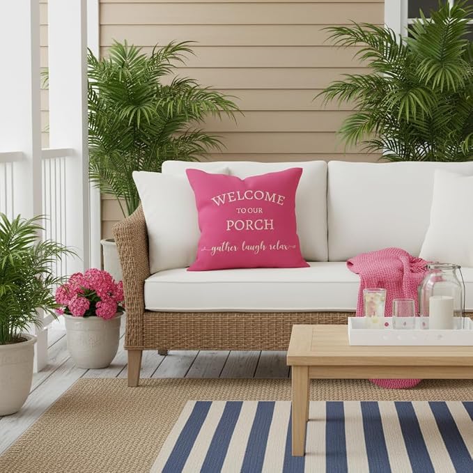 PANDICORN Welcome to Our Porch Stay Awhile Outdoor Decorative Throw Pillow - Image 2
