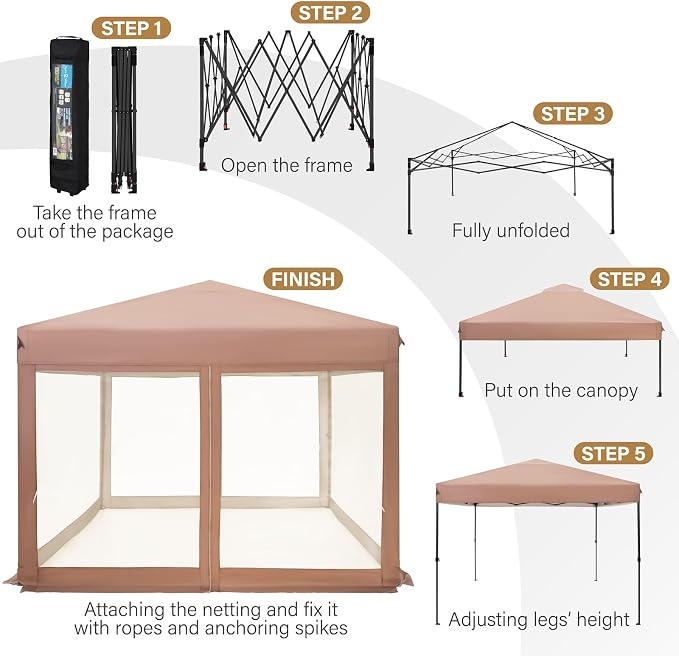 Sophia & William Canopy Tent Pop Up 10x10 ft, Outdoor Patio Portable Commercial - Image 9
