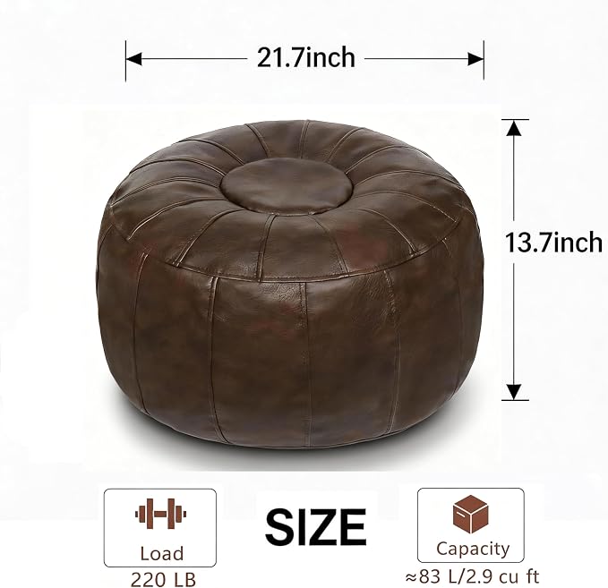 Thgonwid Unstuffed Moroccan Storage Pouf Foot Stool Ottoman Seat Handmade Faux - Image 3