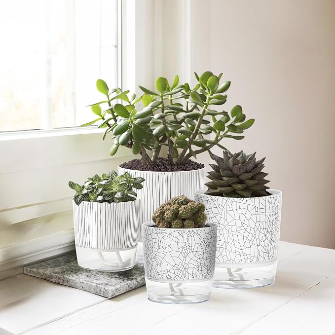 4 Pack Self Watering Pots for Indoor Plants, 4/5.5 Inch Lightweight Planters - Image 7
