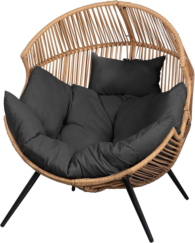 JAMFLY Egg Chair Wicker Outdoor Chairs, Oversized Patio Chair Oversized Lounger - Image 6