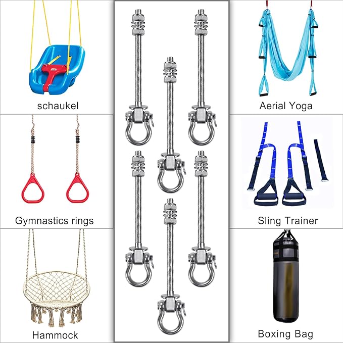 SELEWARE Heavy Duty Bearing Swing Hangers, 6 Pack Stainless Steel Swing Hooks - Image 7