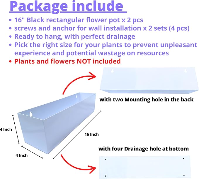 LaLaGreen Wall Planter Carbon Steel White Metal Hanging Flower Pot - Image 2
