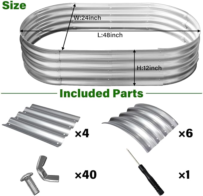 Galvanized Raised Garden Bed for Outdoor: 4X2X1ft Durable Metal Vegetable Plant - Image 6