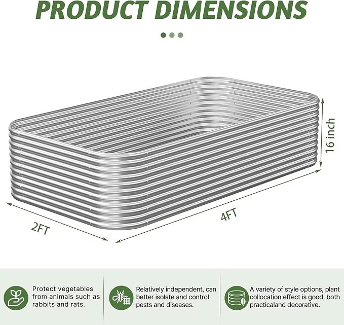 3 Pack Tall 4x2FT Corrugated Galvanized Steel Raised Garden Bed Outdoor - Image 4