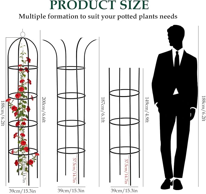 100% Metal Obelisk Trellis for Climbing Plants Outdoor Garden Tower Trellis - Image 2