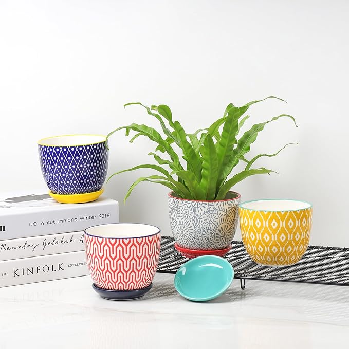Selamica Ceramic Succulent Pots, 4.6 Inch Small Plant Pots - Image 7