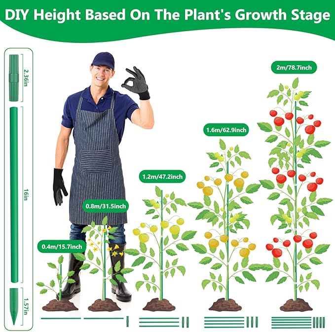 Lezmarket 36 Pack Garden Stakes, Plant Support Stakes, DIY 4ft 5ft 6ft 7ft - Image 3
