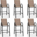 HOMREST Outdoor Bar Height Stools Set of 6, Stackable Patio Chairs by HOMREST