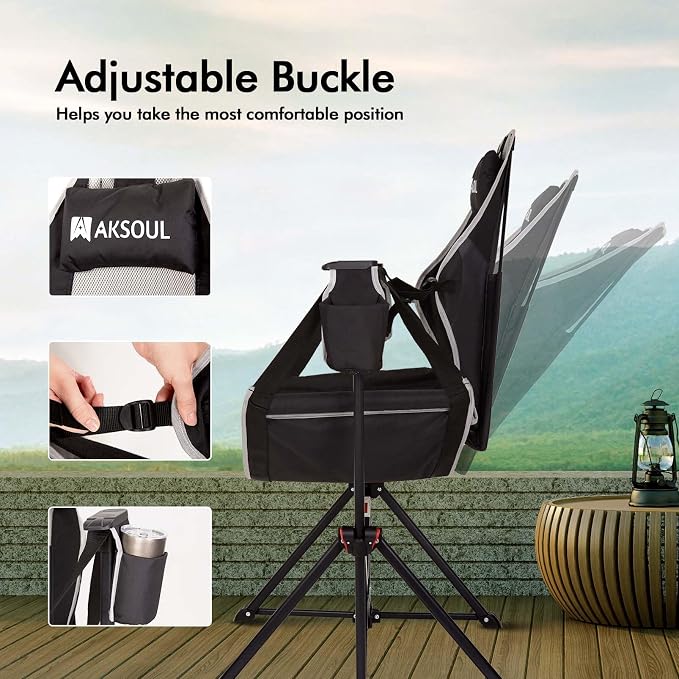 AKSOUL Hammock Camping Chair Swinging: Aluminum Alloy Adjustable Back Swinging - Image 5