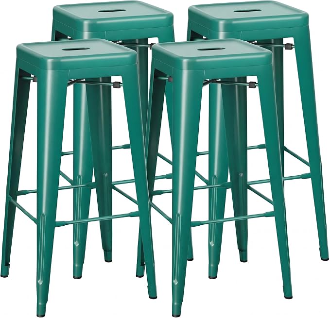 Shahoo 30 Inches Metal Bar Stools Counter Height Stackable Backless Stools by BuynowfromShahoo