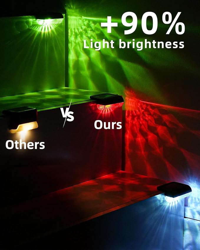 24 Pack Solar Fence Lights Outdoor RGB Solar Deck Lights Waterproof Led Step - Image 4